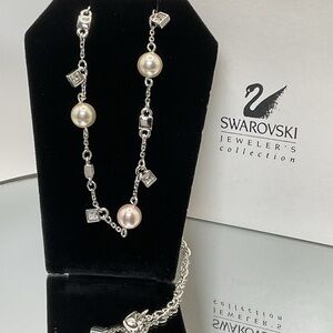 Swarovski Silver Necklace with Pearls and Rhinestones